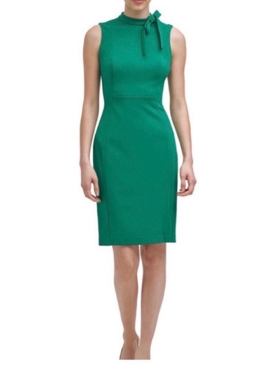 Calvin Klein Dresses & Skirts - 💚 NWT! Green CALVIN KLEIN Tie Neck Sleeveless Dress - Size 4